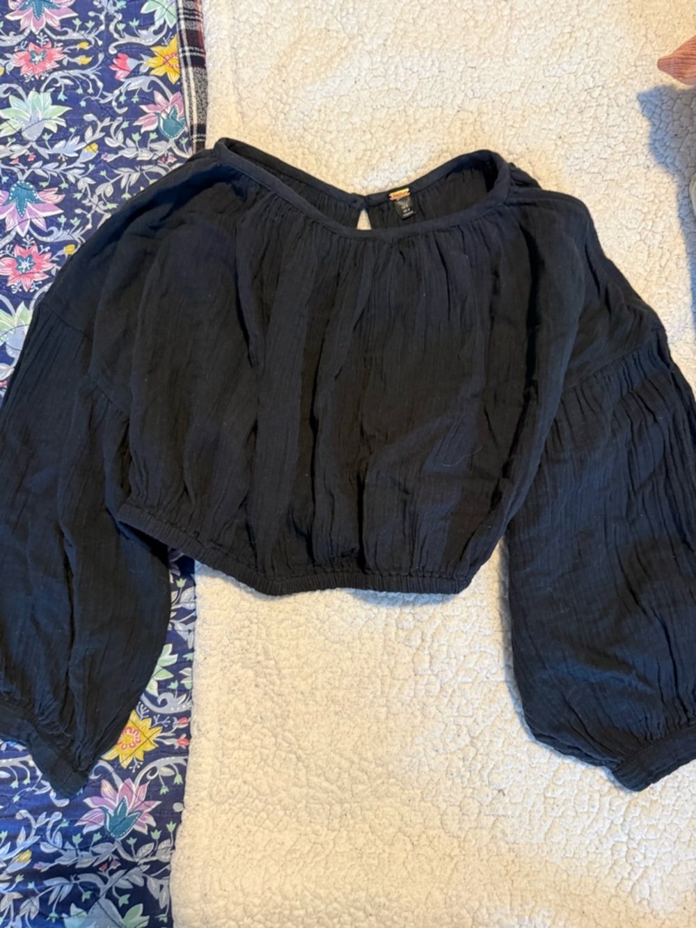 Free People Charcoal Off-Shoulder Top